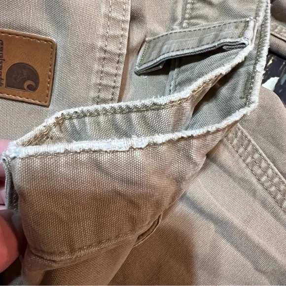 Tan Carhartt carpenter cargo workwear pants original dungaree fit size 34x29 - Picture 12 of 13